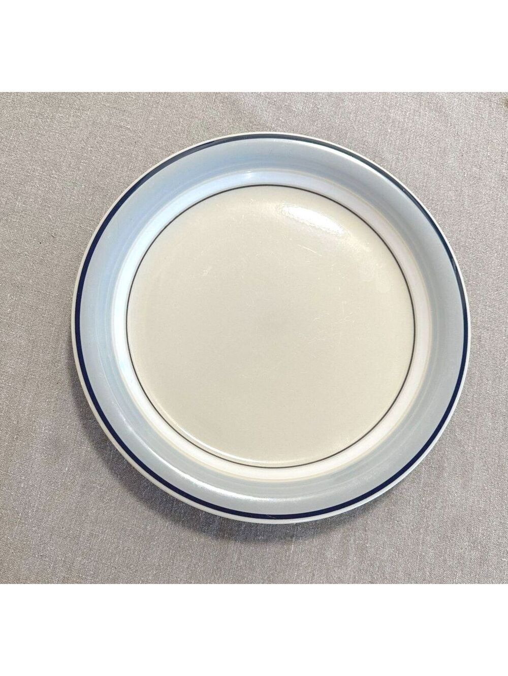 Vintage Anchor Hocking Seascape 3 Dinner Plates 10.75" Blue Stoneware Japan